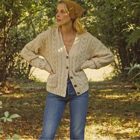 Doen Sweaters - Doen Beacon Cashmere Cardigan in Cream Small